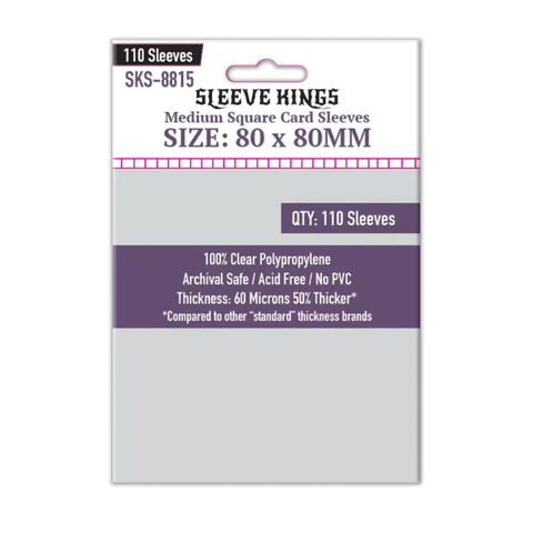Протекторы Sleeve Kings для карт 80 × 80 мм (60мк, 110 шт.)