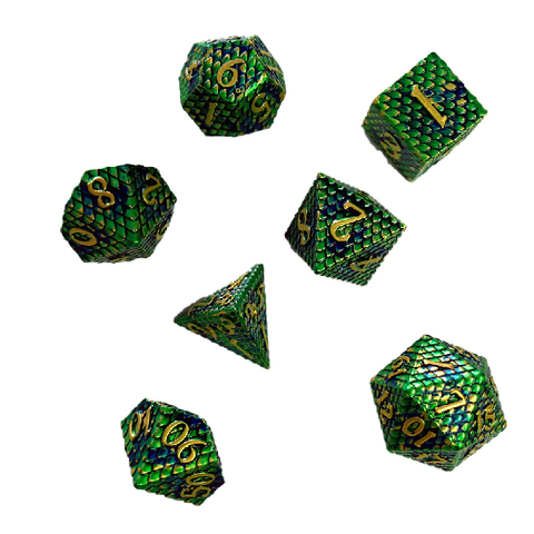 Набор металлических кубиков для ролевых игр (зелёный)
