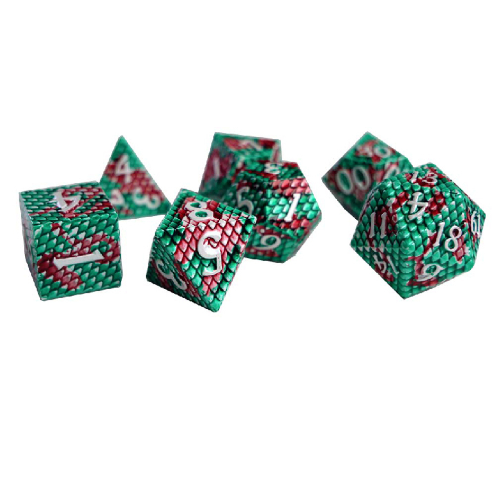Набор металлических кубиков для ролевых игр (красно-зелёный)