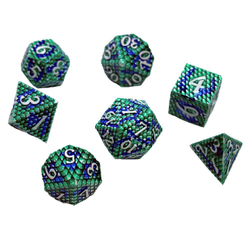 Набор металлических кубиков для ролевых игр (сине-зелёный)