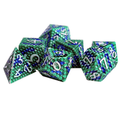 Набор металлических кубиков для ролевых игр (сине-зелёный)